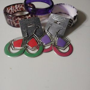 Bangle bracelets and earrings lot